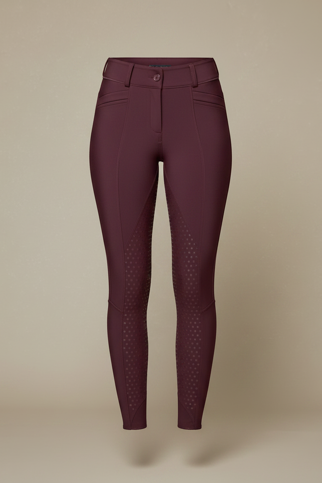 Pantalon Équitation Bordeaux Femme Silicone Grip Ajusté - Polyester - vue 3