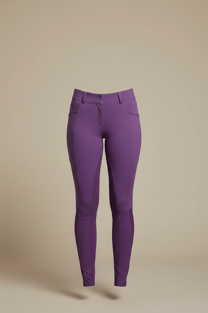 Pantalon Équitation Violet Femme Ajusté Grip Latéral - Polyester - vue 3