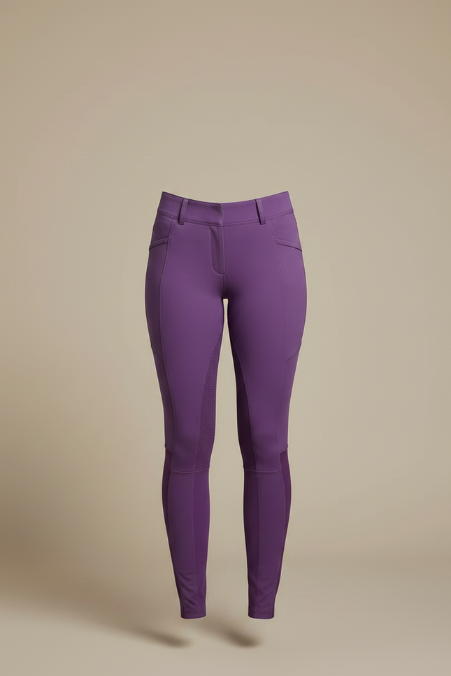 Pantalon Équitation Violet Femme Ajusté Grip Latéral - Polyester - vue 3