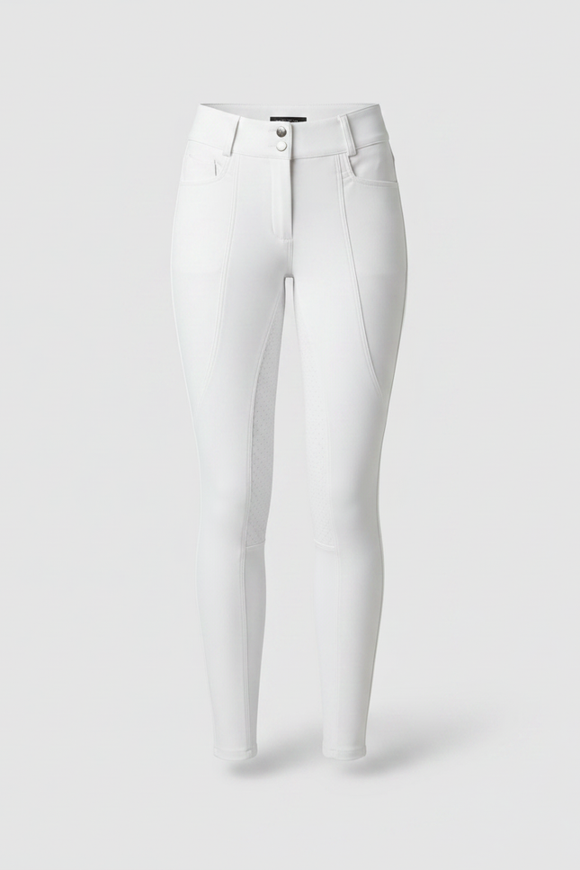 Pantalon Équitation Blanc Femme Ajusté Silicone Poches - Polyester - vue 3