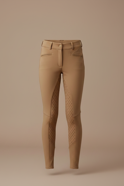 Pantalon Équitation Marron Enfant Silicone Confortable Ajusté - Camel Polyester - vue 3