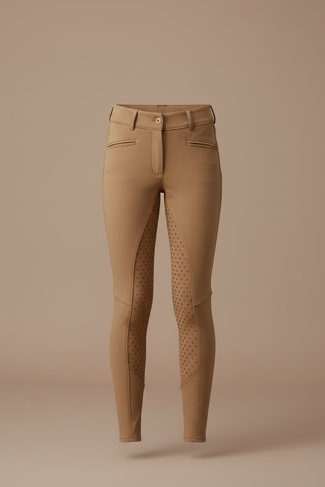 Pantalon Équitation Marron Enfant Silicone Confortable Ajusté - Camel Polyester - vue 3