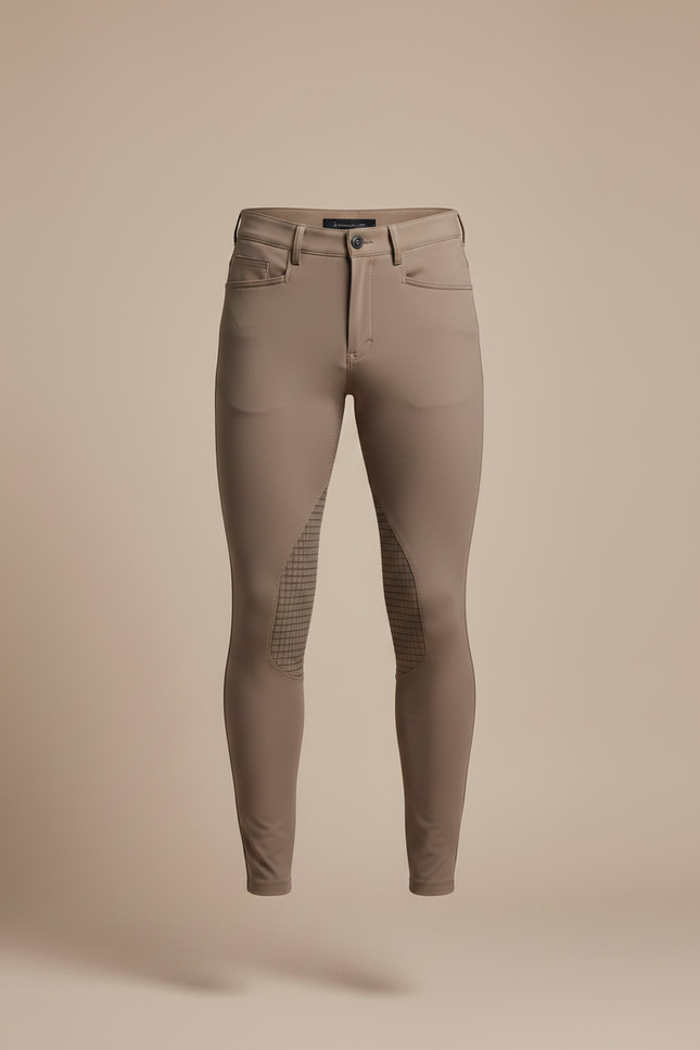 Pantalon Équitation Homme Beige Silicone Quadrillé Ajusté - Polyester - vue 3