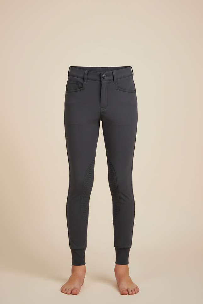 Pantalon Équitation Garçon Gris Silicone Ajusté Confortable - Polyester - vue 3