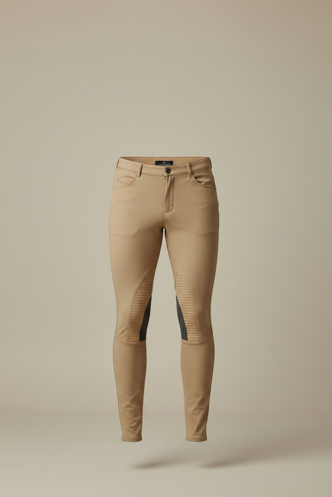 Pantalon Équitation Homme Beige Silicone Adhérent Ajusté - Polyester - vue 3