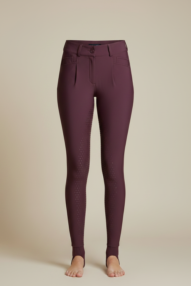 Pantalon Équitation Bordeaux Femme Silicone Ajusté Confortable - Polyester - vue 3