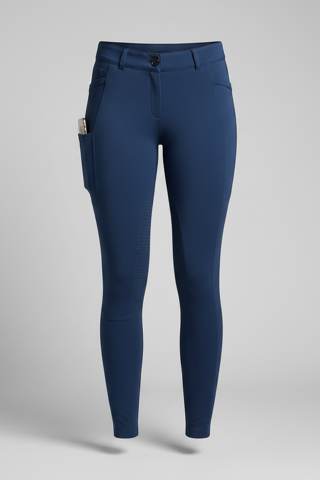 Pantalon Équitation Bleu Marine Femme Ajusté Poches Latérales - Polyester - vue 3