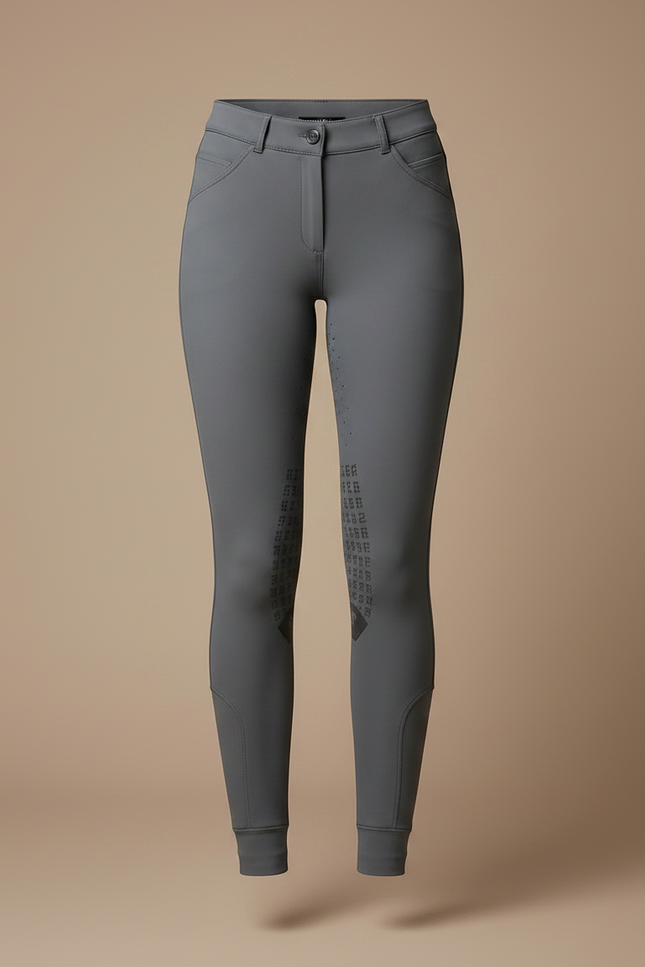 Pantalon Équitation Gris Ajusté Silicone Femme Élégant - Polyester - vue 3