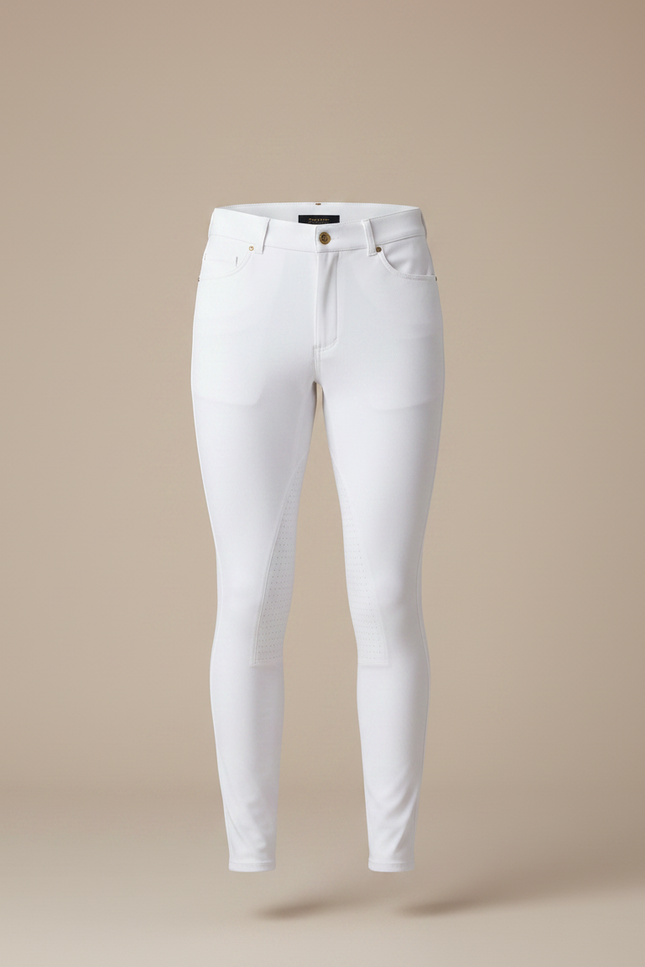 Pantalon Équitation Blanc Homme Silicone Confortable Stretch - Polyester - vue 3