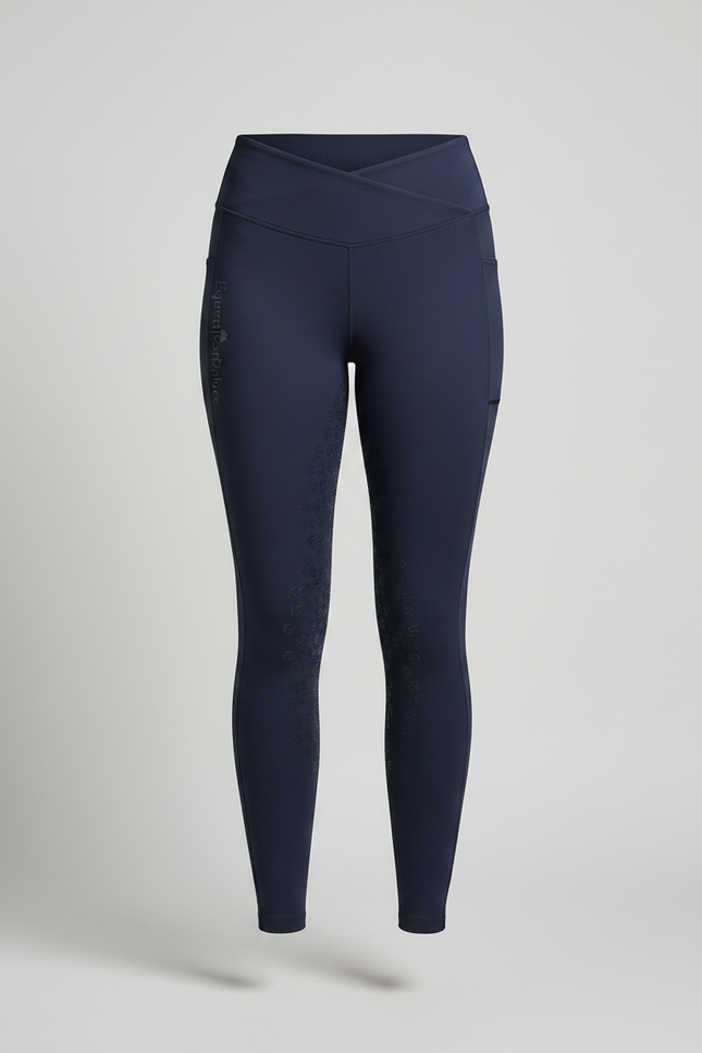 Pantalon Équitation Marine Silicone Ajusté Confortable Femme - Polyester - vue 3