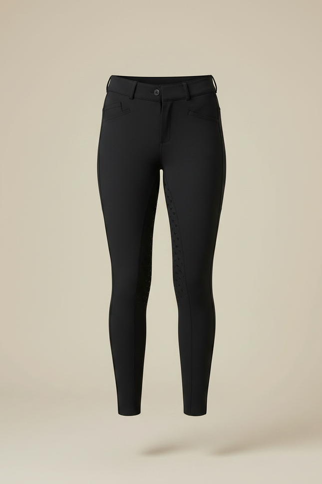 Pantalon Équitation Noir Silicone Femme Ajusté Confortable - Polyester - vue 3