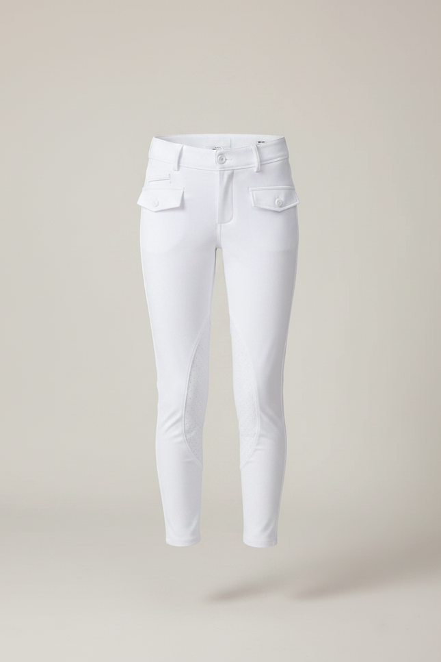 Pantalon Équitation Blanc Enfant Silicone Poches Classique - Polyester - vue 3