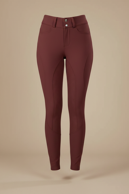 Pantalon Équitation Bordeaux Femme Ajusté Silicone Boutons - Polyester - vue 3