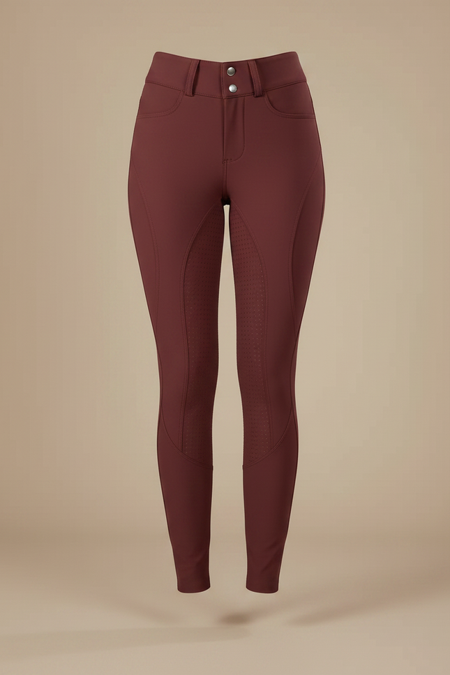 Pantalon Équitation Bordeaux Femme Ajusté Silicone Boutons - Polyester - vue 3