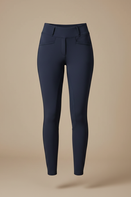 Pantalon Équitation Marine Femme Ajusté Silicone Confortable - Polyester - vue 3