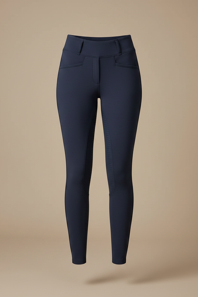 Pantalon Équitation Marine Femme Ajusté Silicone Confortable - Polyester - vue 3