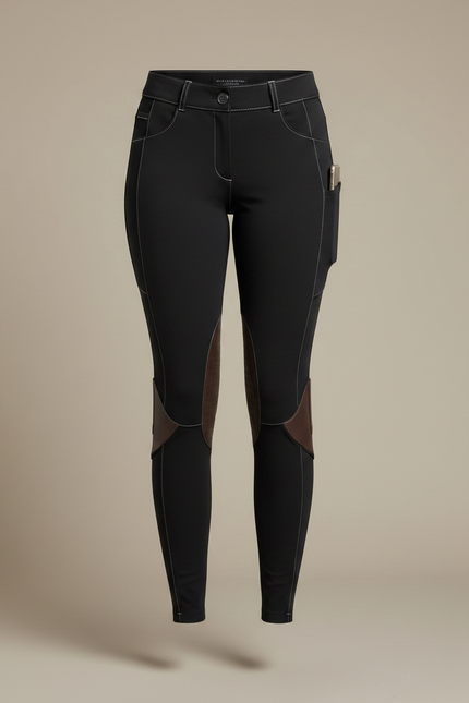 Pantalon Équitation Noir Femme Genoux Renforcés Poches Latérales - Polyester - vue 3