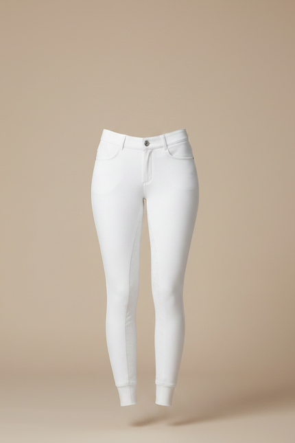 Pantalon Équitation Blanc Silicone Confortable Ajusté Femme - Maille - vue 3