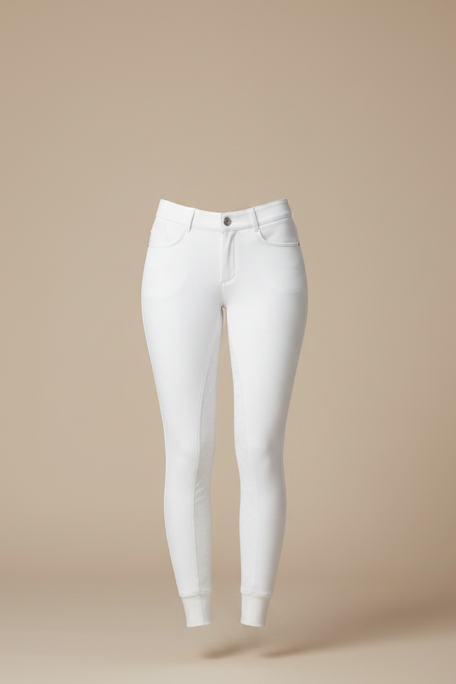 Pantalon Équitation Blanc Silicone Confortable Ajusté Femme - Maille - vue 3