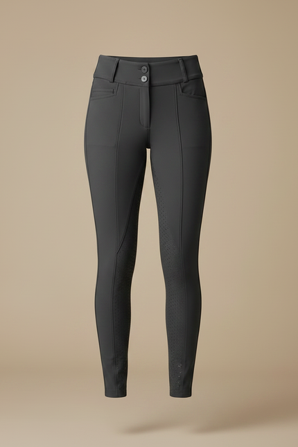Pantalon Équitation Gris Femme Silicone Ajusté Confortable - Polyester - vue 3