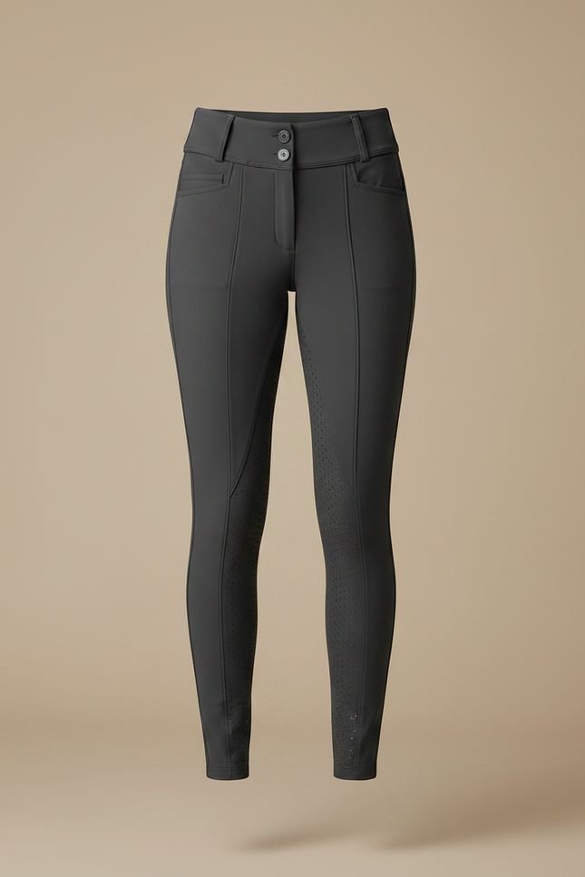 Pantalon Équitation Gris Femme Silicone Ajusté Confortable - Polyester - vue 3