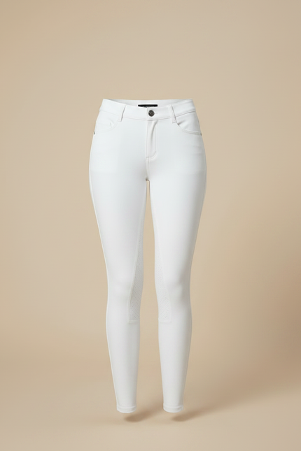 Pantalon Équitation Blanc Femme Ajusté Silicone Respirant - Polyester - vue 3