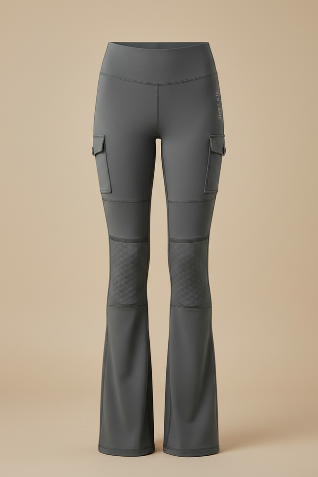 Pantalon Équitation Gris Cargo Évasé Confortable Femme - Polyester - vue 3