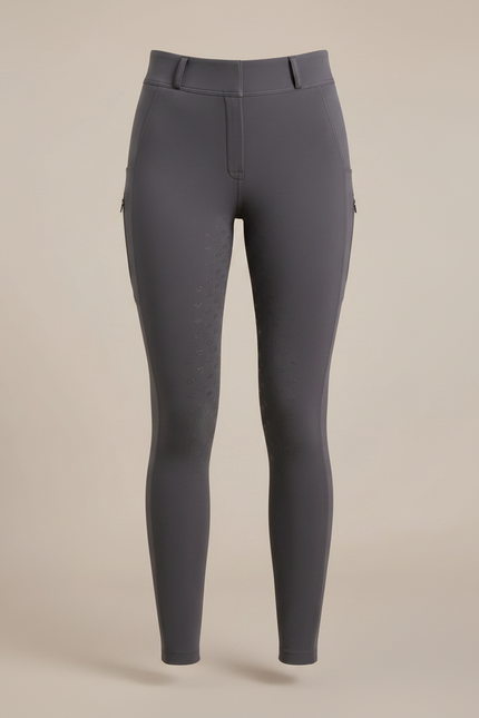 Pantalon Équitation Gris Femme Ajusté Silicone Poches Latérales - Polyester - vue 3