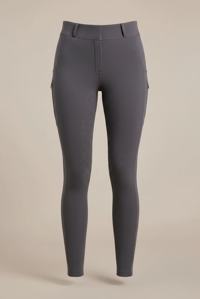 Pantalon Équitation Gris Femme Ajusté Silicone Poches Latérales - Polyester - vue 3