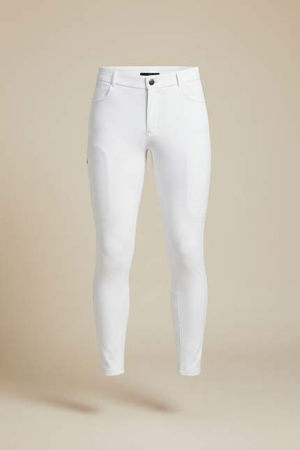Pantalon Équitation Blanc Homme Silicone Ajusté Stretch - Polyester - vue 3