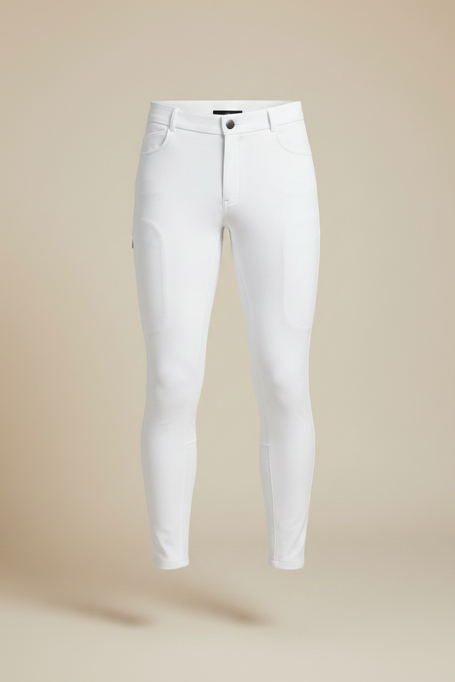 Pantalon Équitation Blanc Homme Silicone Ajusté Stretch - Polyester - vue 3