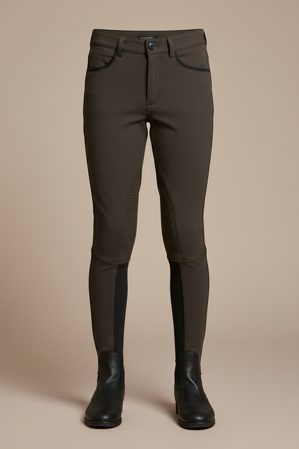 Pantalon Équitation Garçon Marron Silicone Stretch Ajusté - Polyester - vue 3