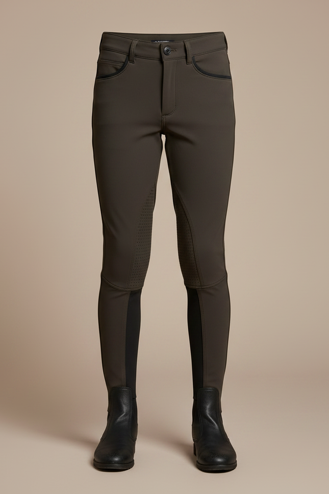 Pantalon Équitation Garçon Marron Silicone Stretch Ajusté - Polyester - vue 3