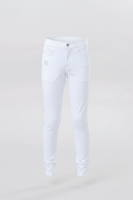 Pantalon Équitation Blanc Garçon Stretch Confortable Ajusté - Polyester - vue 3