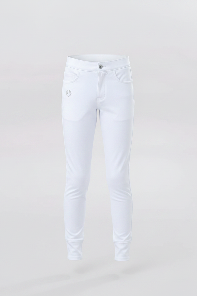 Pantalon Équitation Blanc Garçon Stretch Confortable Ajusté - Polyester - vue 3
