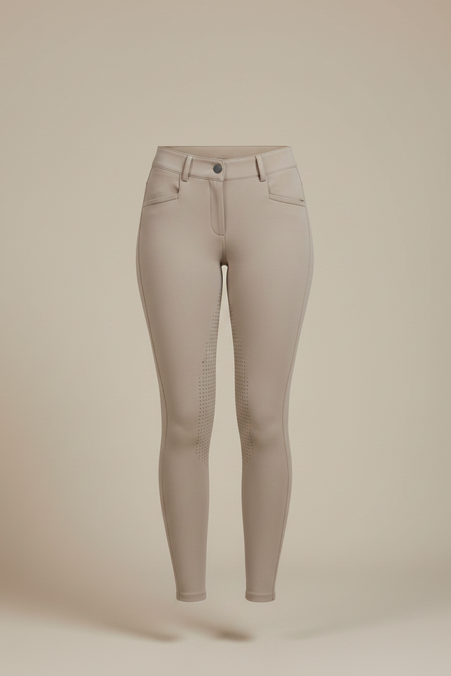 Pantalon Équitation Beige Femme Silicone Ajusté Confortable - Polyester - vue 3
