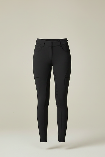 Pantalon Équitation Noir Adhérent Silicone Femme Élégant - Maille - vue 3