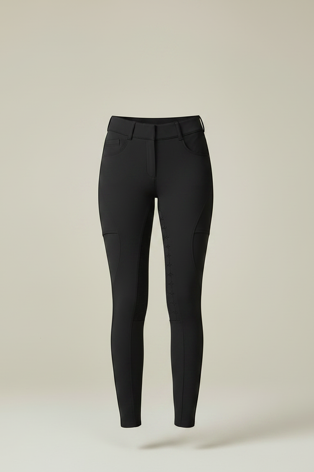 Pantalon Équitation Noir Adhérent Silicone Femme Élégant - Maille - vue 3