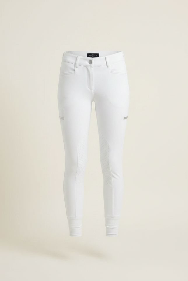 Pantalon Équitation Blanc Enfant Silicone Stretch - Polyester - vue 3