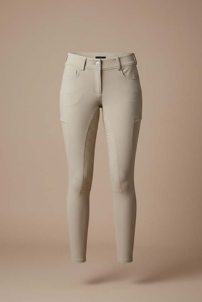 Pantalon Équitation Beige Femme Silicone Grip Confortable - Polyester - vue 3