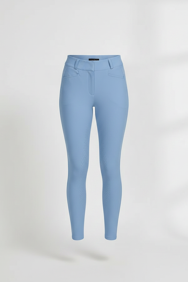 Pantalon Équitation Bleu Ciel Femme Silicone Taille Haute Ajusté - Polyester - vue 3