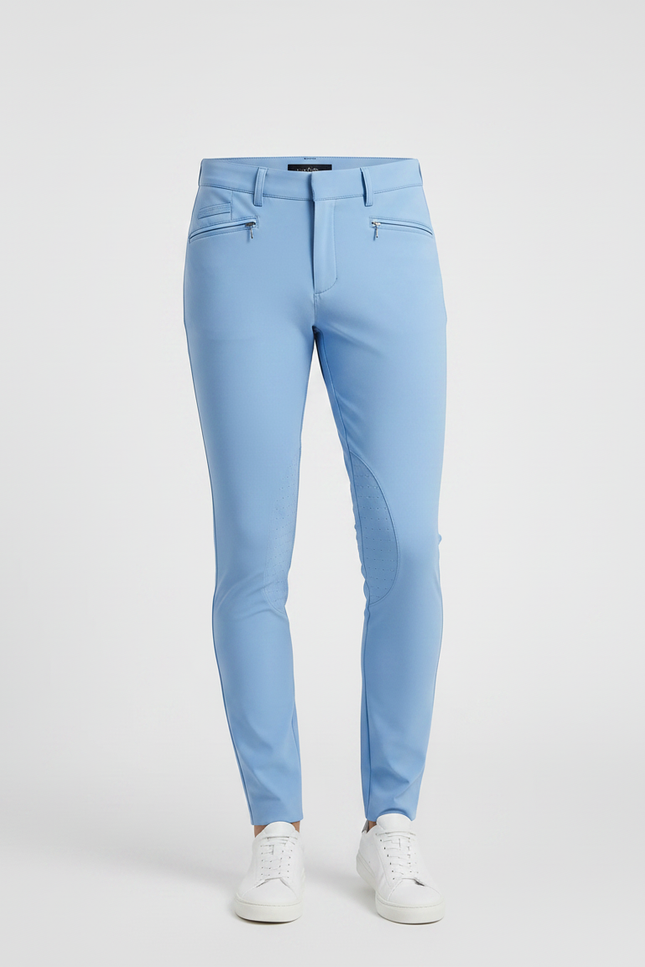 Pantalon Équitation Bleu Ciel Silicone Stretch Ajusté Homme - Polyester - vue 3