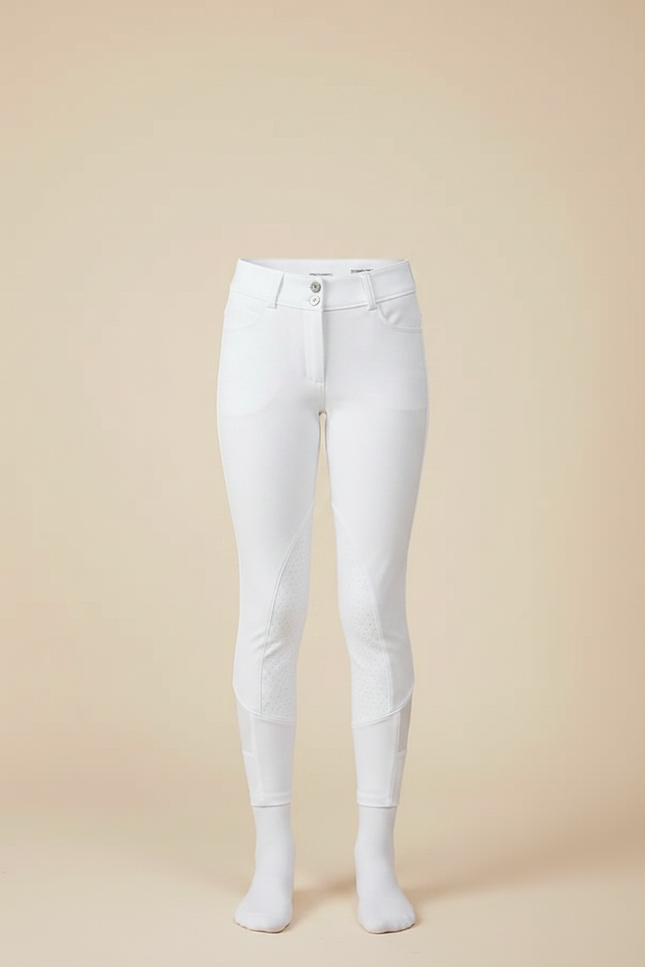 Pantalon Équitation Blanc Enfant Silicone Adhérent Confortable - Polyester - vue 3