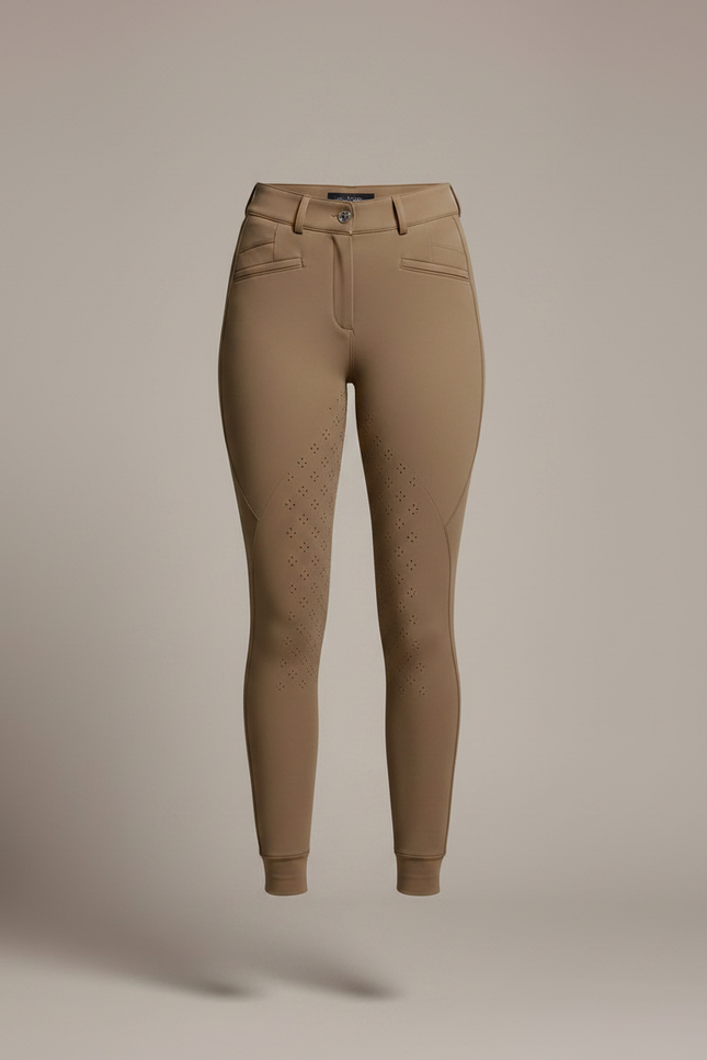 Pantalon Équitation Femme Beige Silicone Ajusté Respirant - Polyester - vue 3