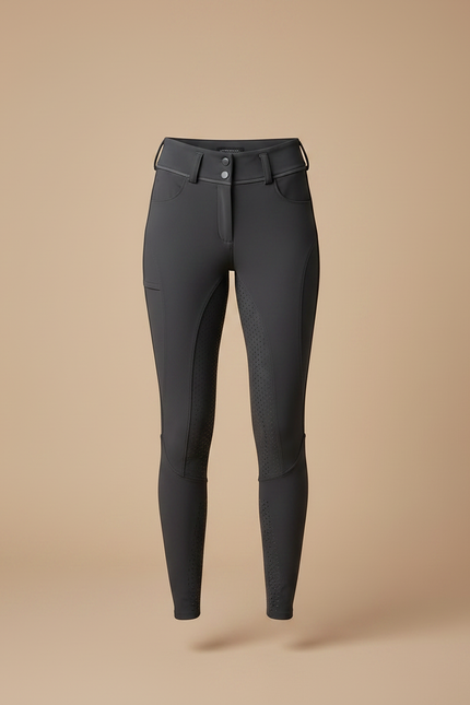 Pantalon Équitation Gris Femme Silicone Motif Ajusté - Polyester - vue 3