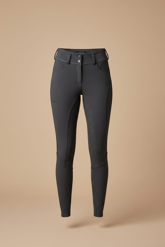 Pantalon Équitation Gris Femme Silicone Motif Ajusté - Polyester - vue 3