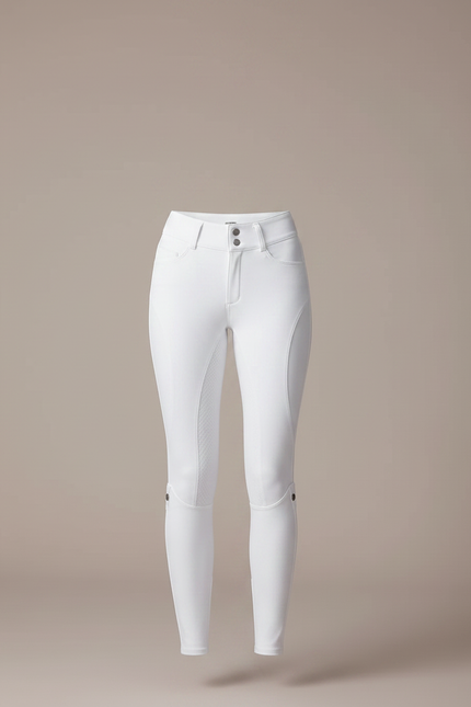Pantalon Équitation Blanc Femme Silicone Adhérent Confortable - Maille - vue 3
