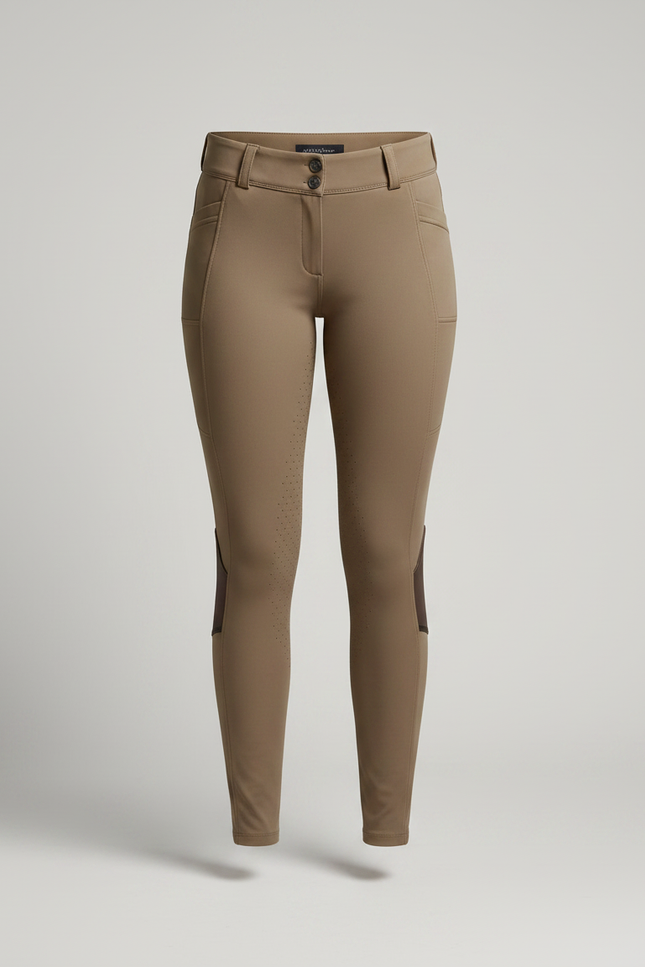 Pantalon Équitation Marron Femme Ajusté Léger Décontracté - Maille - vue 3