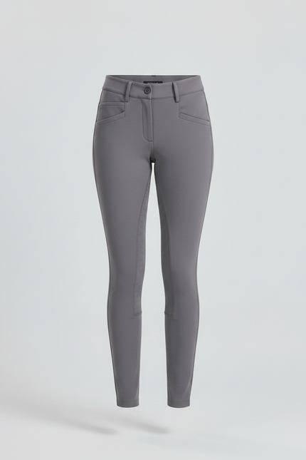 Pantalon Équitation Femme Gris Silicone Ajusté Stretch - Polyester - vue 3
