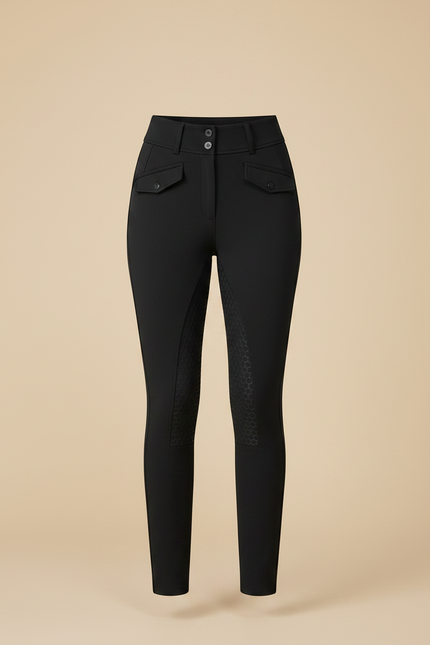 Pantalon Équitation Noir Femme Taille Haute Adhérent - Polyester - vue 3